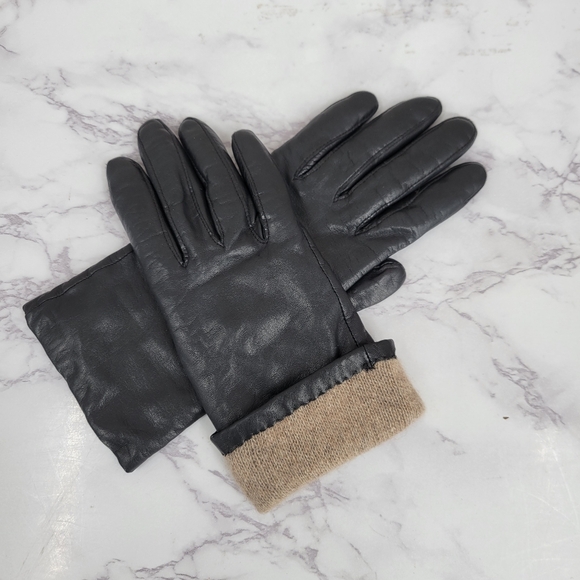 Isotoner Black Leather Driving Gloves with Cashmere Lining ARIS 115 - Picture 1 of 14
